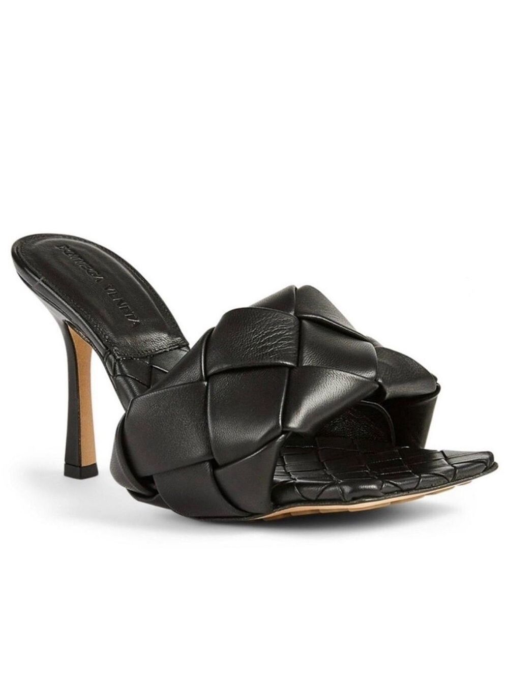 Bottega Veneta Lido intrecciato Leather Heeled Mule Sandals - NWT